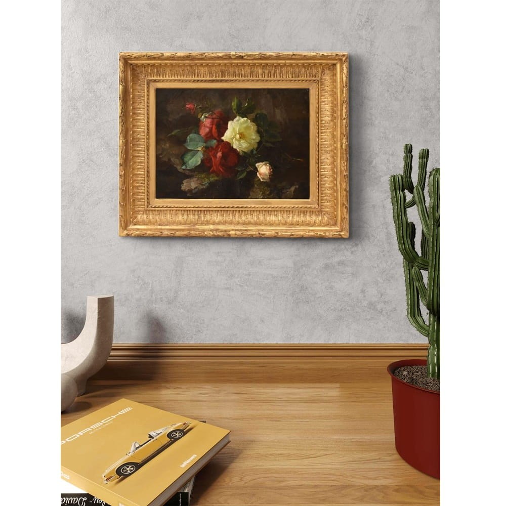 QF767 1a antique roses floral painting flower oil still life XIX.jpg